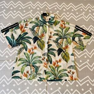 Adidas limited edition farm rio collab floral Hawaiian funky button shirt